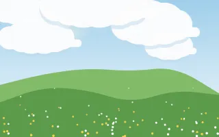 Clover Noon II — colourful blue and green storybook background, variation II