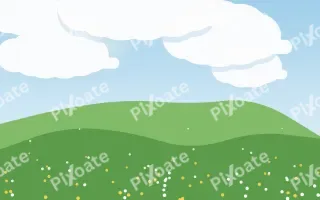 Clover Noon II — colourful blue and green storybook background, variation II