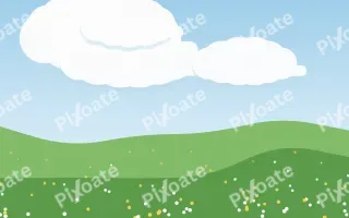 Clover Noon III — colourful blue and green storybook background, variation III