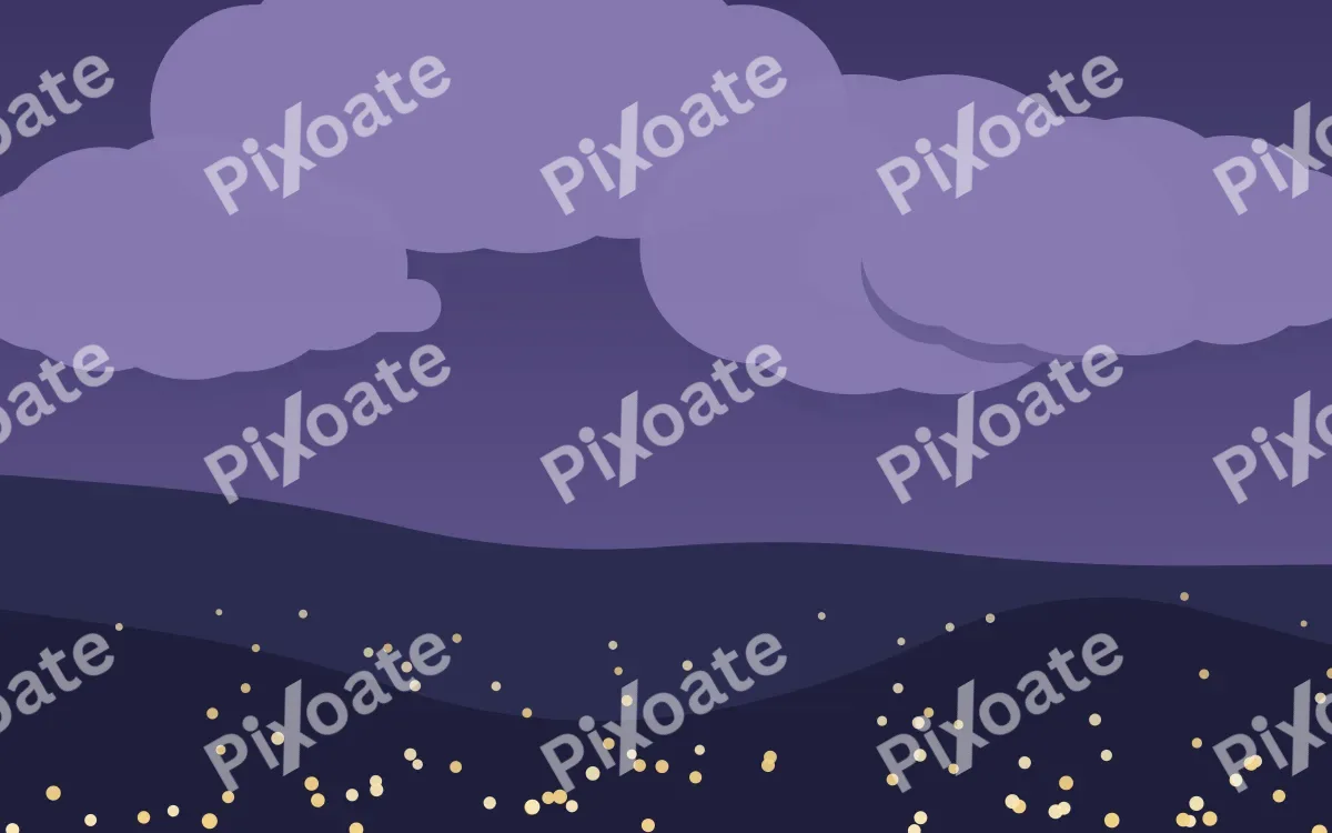 Dusk Lantern Field — dark blue storybook background