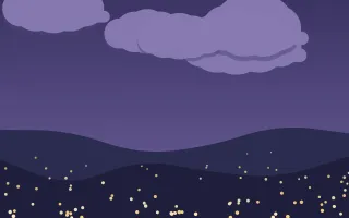 Dusk Lantern Field III — dark blue storybook background, variation III