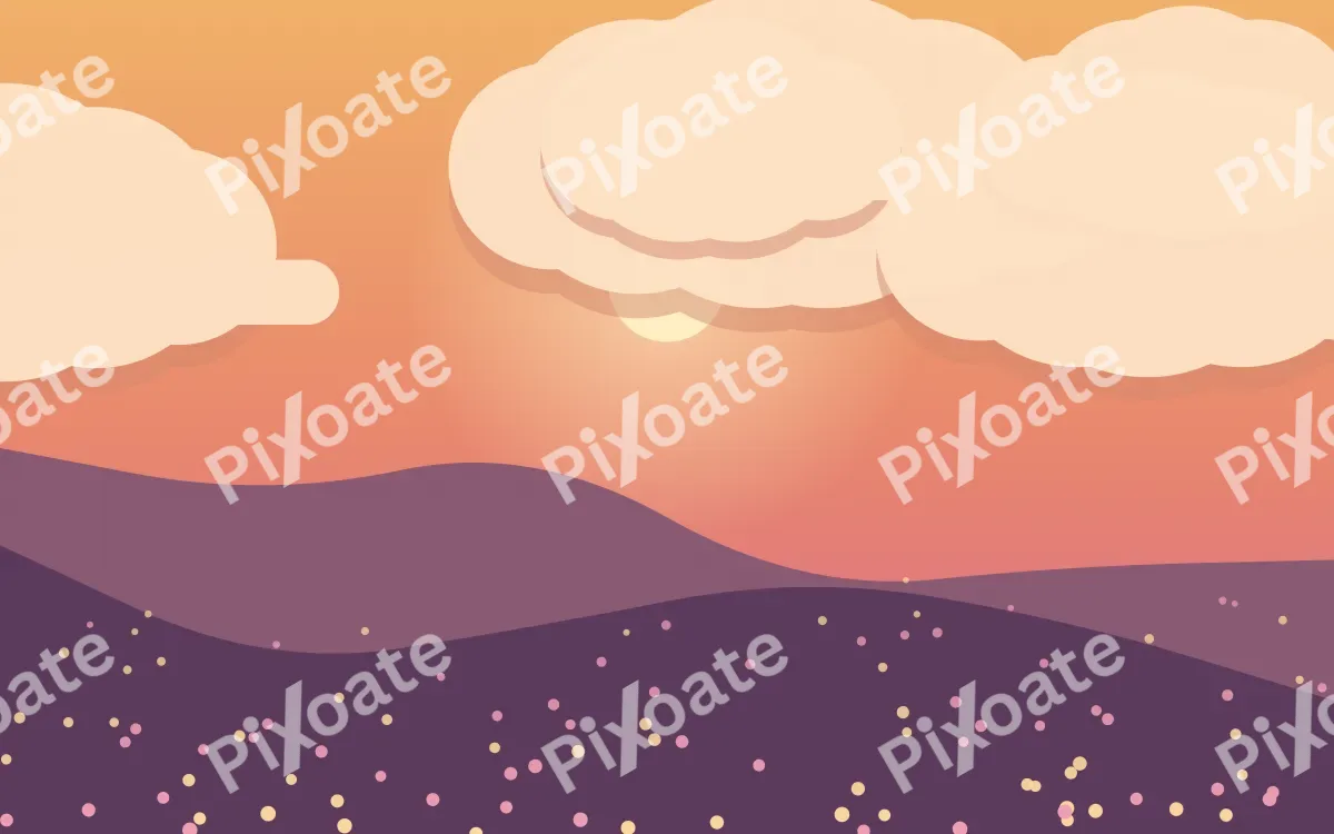 Golden Dusk Meadow — colourful orange and pink storybook background
