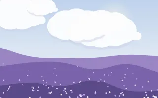 Lavender Fields II — light blue and purple storybook background, variation II