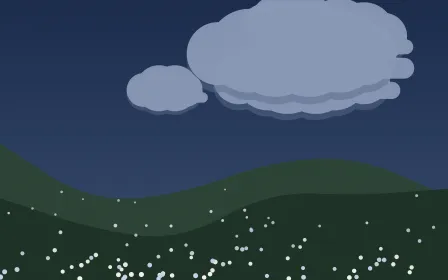 Moonlit Meadow — dark blue and green storybook background