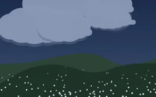 Moonlit Meadow II — dark blue and green storybook background, variation II