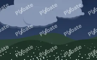 Moonlit Meadow II — dark blue and green storybook background, variation II