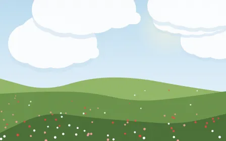 Poppy Ridge — colourful blue and green storybook background