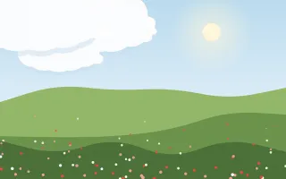 Poppy Ridge II — colourful blue and green storybook background, variation II