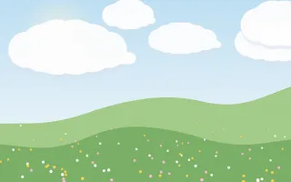 Spring Blossom Meadow — light blue and green storybook background