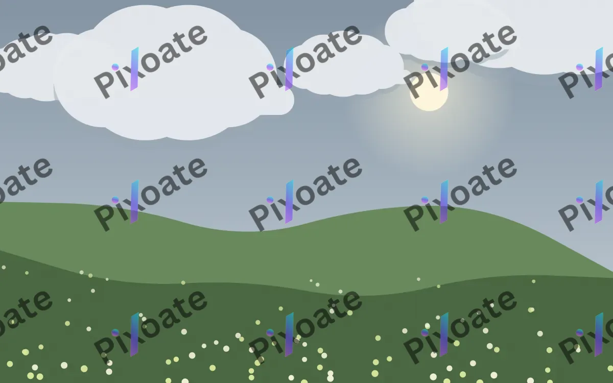 Storm Light Meadow — light blue and green storybook background