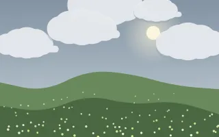 Storm Light Meadow II — light blue and green storybook background, variation II