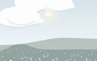 Winter Sun Meadow III — light blue, grey and teal storybook background, variation III