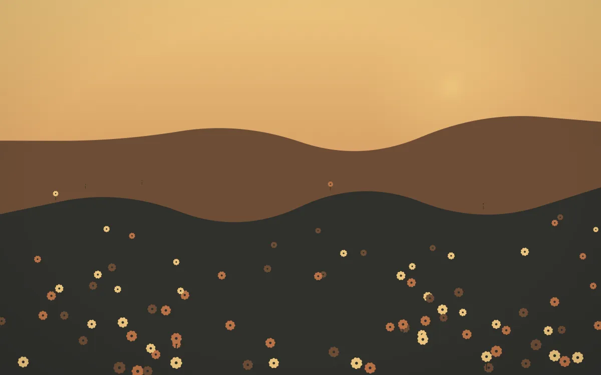 Autumn Glow Sunflower Field — colourful orange, brown and grey sunflower field background