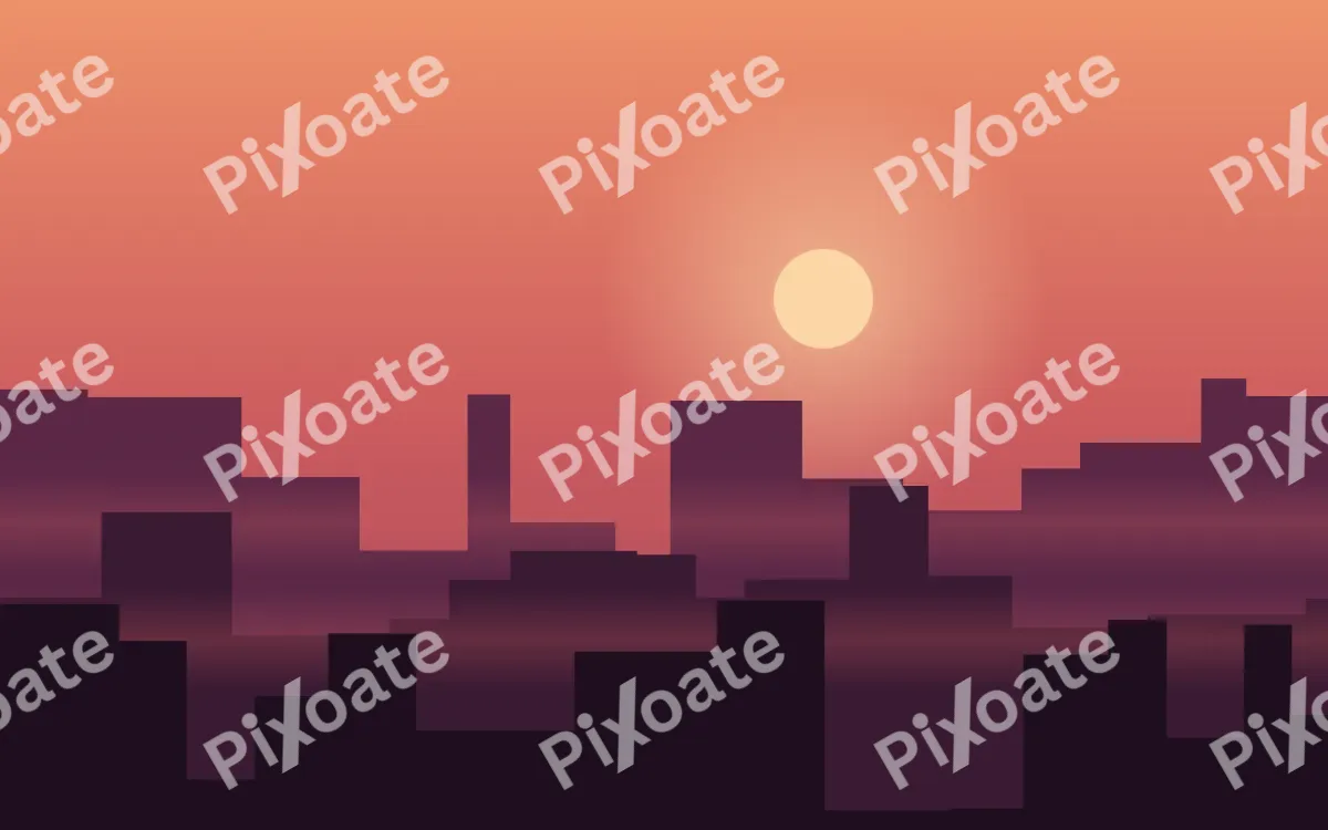 Crimson City — colourful orange, pink and black sunset background