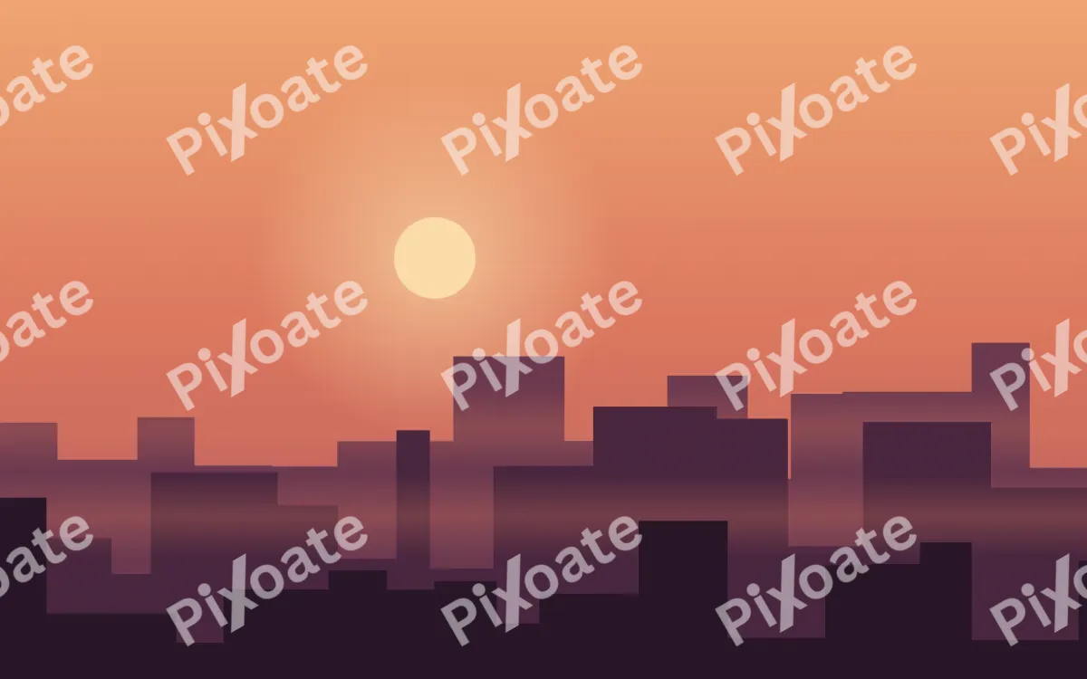 Harbor Lights Dusk — colourful orange, red and pink sunset background