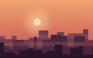 Harbor Lights Dusk — colourful orange, red and pink sunset background