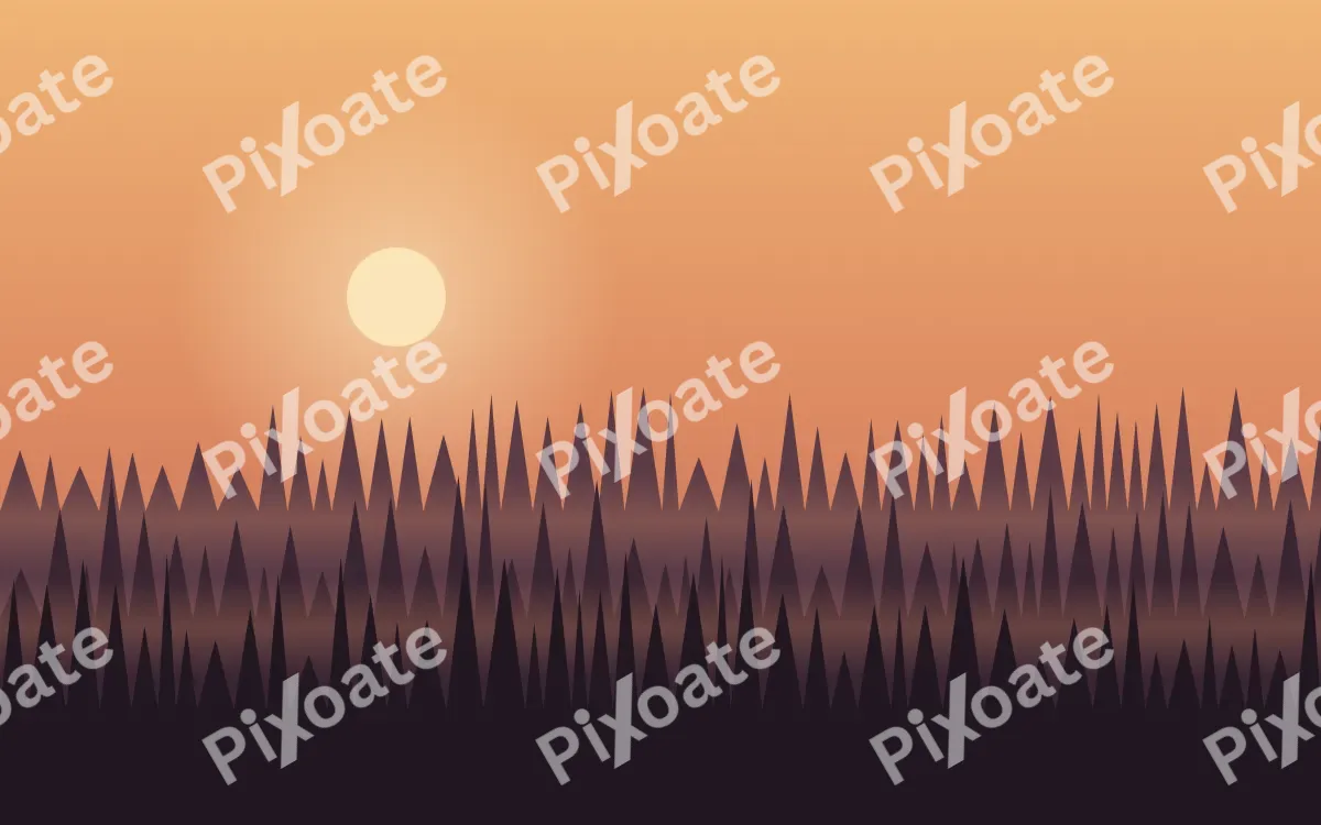 Pine Dusk — colourful orange, red and black sunset background