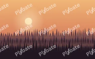 Pine Dusk — colourful orange, red and black sunset background
