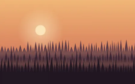 Pine Dusk — colourful orange, red and black sunset background