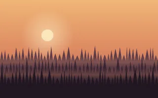 Pine Dusk II — colourful orange, red and black sunset background, variation II
