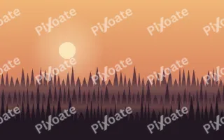 Pine Dusk II — colourful orange, red and black sunset background, variation II