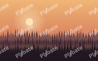 Pine Dusk III — colourful orange, red and black sunset background, variation III