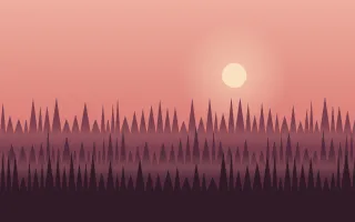 Rosewood Pines — colourful orange, red and pink sunset background