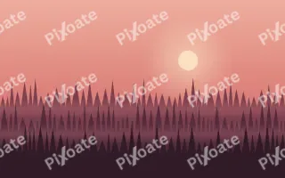 Rosewood Pines II — colourful orange, red and pink sunset background, variation II