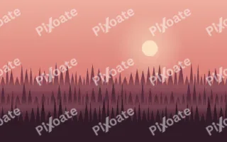 Rosewood Pines III — colourful orange, red and pink sunset background, variation III