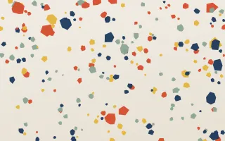 Classic Terrazzo Fine III — light red, blue and white terrazzo background, variation III