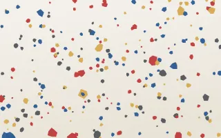 Istanbul Mix Micro II — light blue, red and white terrazzo background, variation II