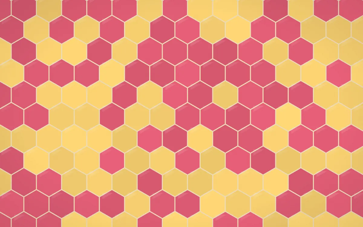 Fiesta Brava Hex Tiles — colourful gold, red and beige tile background