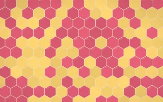 Fiesta Brava Hex Tiles — colourful gold, red and beige tile background