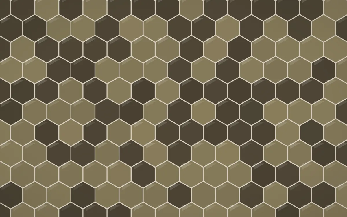 Highland Peat Hex Tiles — dark yellow, brown and beige tile background