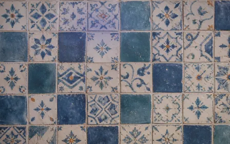 Tiles Candle Glow — dark blue tile background