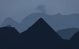 Blue Hour Volcano III — dark blue volcano background, variation III