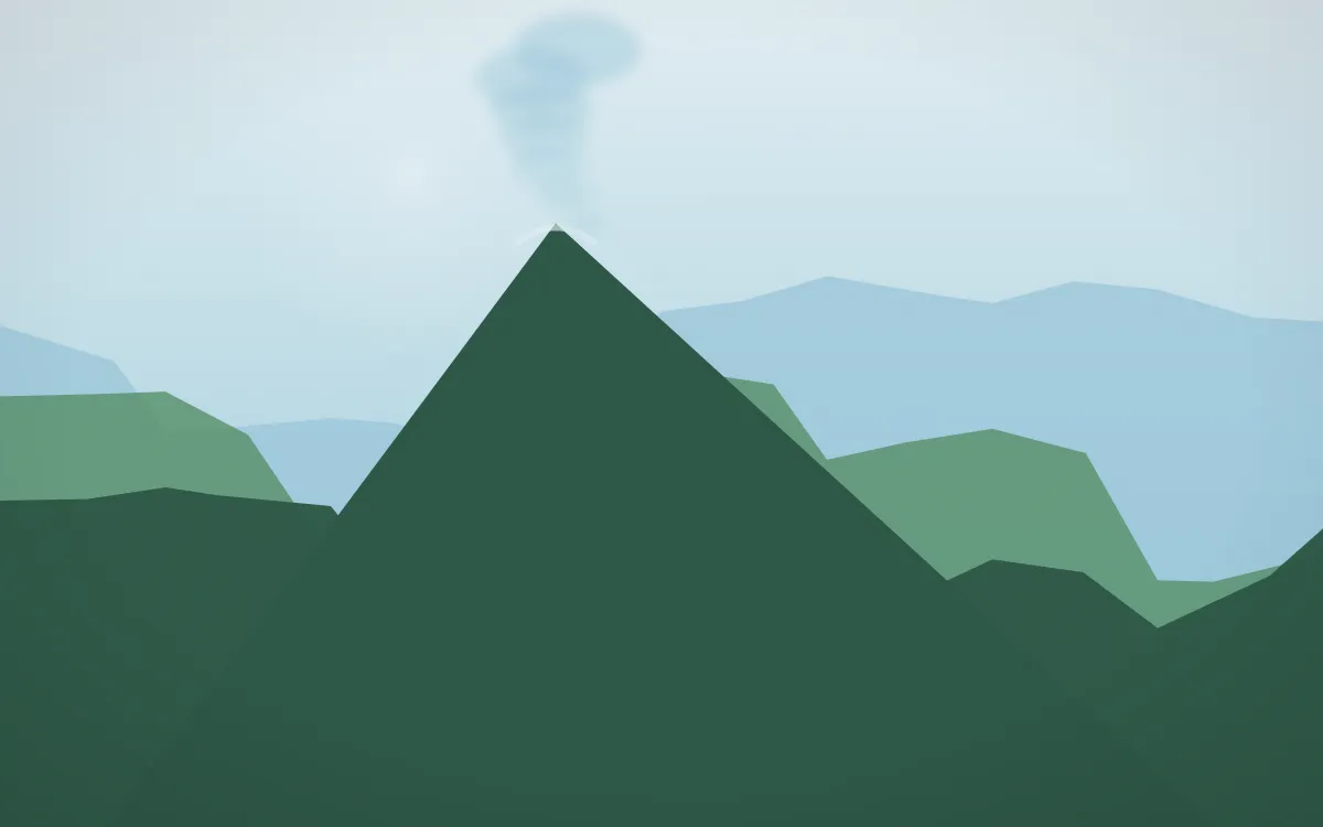 Clear Day Volcano — light blue and green volcano background