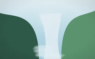Clear Day Waterfall II — light blue and green waterfall background, variation II