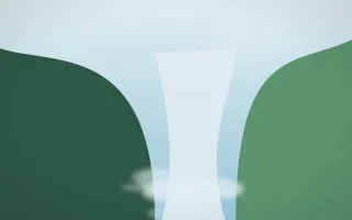 Clear Day Waterfall III — light blue and green waterfall background, variation III