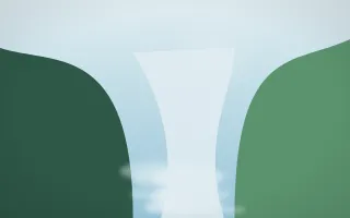 Clear Day Waterfall IX — light blue and green waterfall background, variation IX