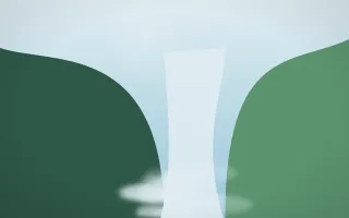 Clear Day Waterfall VIII — light blue and green waterfall background, variation VIII