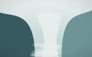 Coastal Mist Waterfall IX — light white and teal waterfall background, variation IX