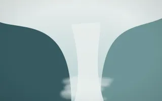 Coastal Mist Waterfall VII — light white and teal waterfall background, variation VII