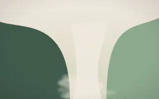 First Light Waterfall III — light beige and green waterfall background, variation III