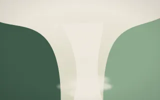 First Light Waterfall V — light beige and green waterfall background, variation V