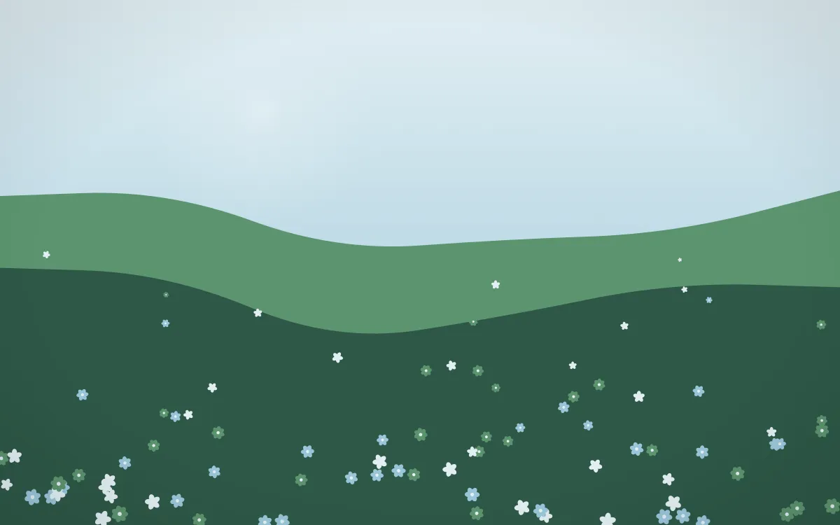 Clear Day Wildflower Meadow — light blue and green wildflower background