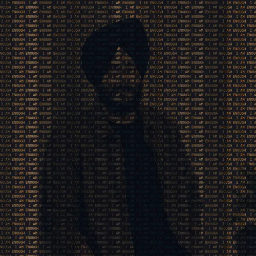 Affirmation Field · Saffron and Teal · Dense Microtype photo effect preview