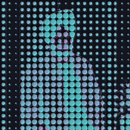 Halftone · Neon Ink · Embossed applied to the same source image