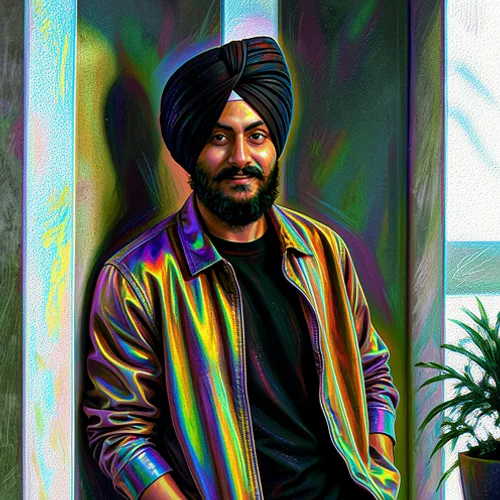 ਅਧਾਰ: ਕਾਗਜ਼ ਕੱਟ · ਰੂਪ: ਨਾਟਕੀ · ਫਿਨਿਸ਼: Iridescent ਮੁਕੰਮਲ applied to the same source image