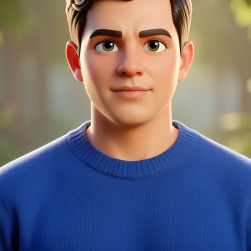 Dessin animé 3D style Pixar applied to the same source image